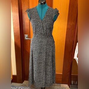 Reformation Vintage Black and White Wrap Midi Dress